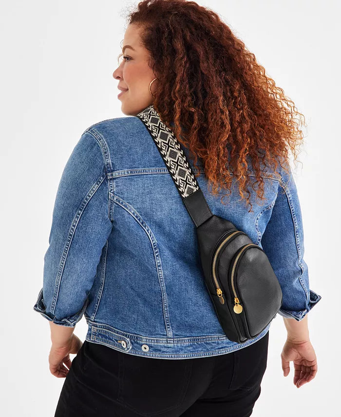 Style Co Webbing Strap Small Sling Bag Black