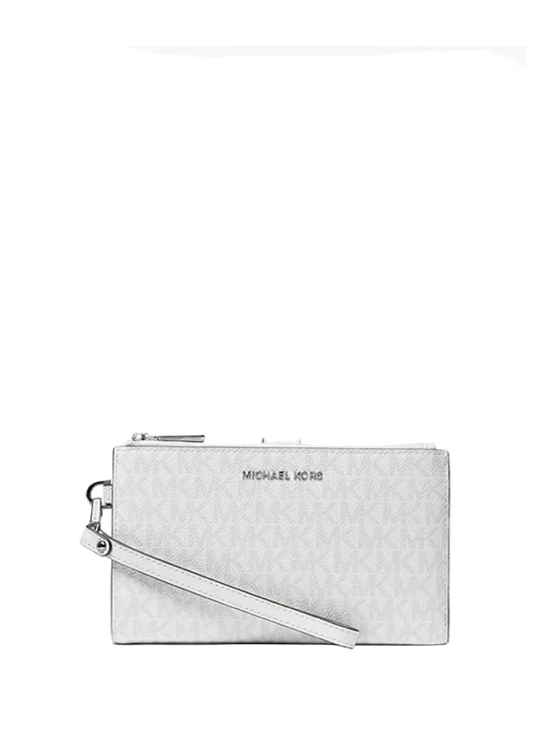 Michael Kors Jet Set Double-Zip Wristlet Optic Whiteallum NO SIZE
