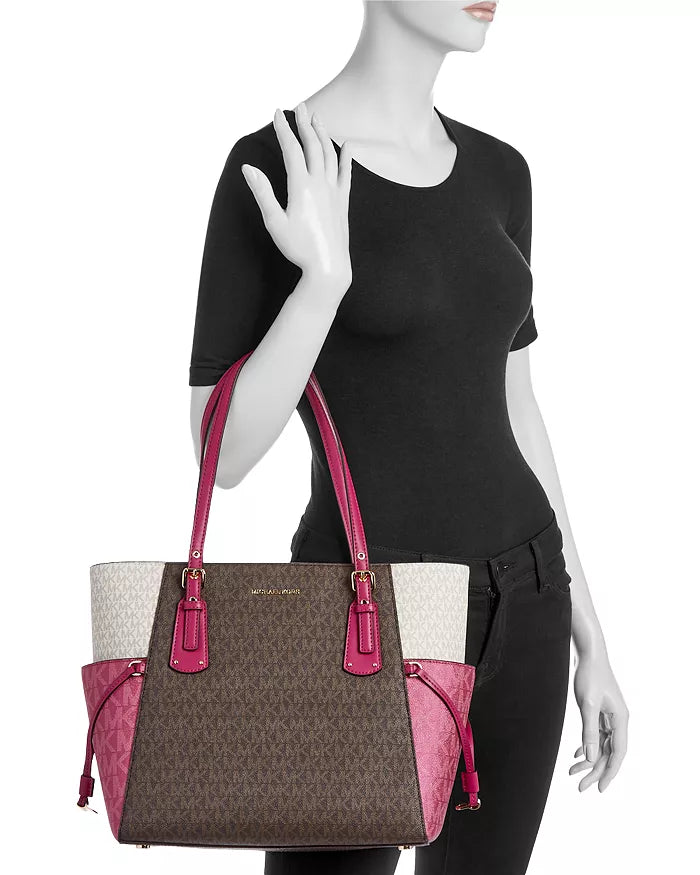 Michael Kors Voyager Large East West Tote Deep Fuchsia Triscale
