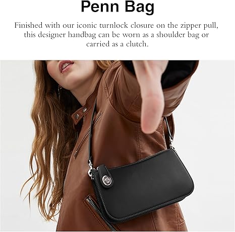 COACH Penn Print Leather Shoulder Black