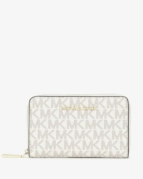 Michael Kors Jet Set Leather Zip-Around Car Optic Whitealluminum NO SIZE