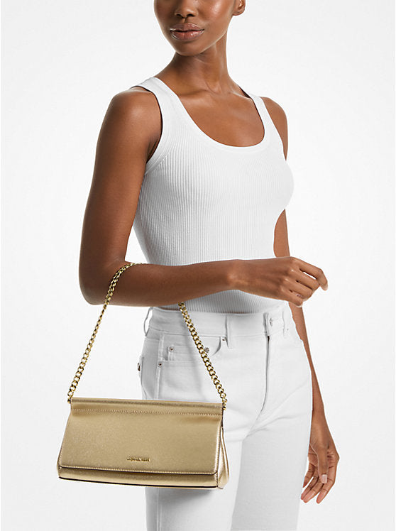 Michael Kors Carmine Small Leather East West Silver