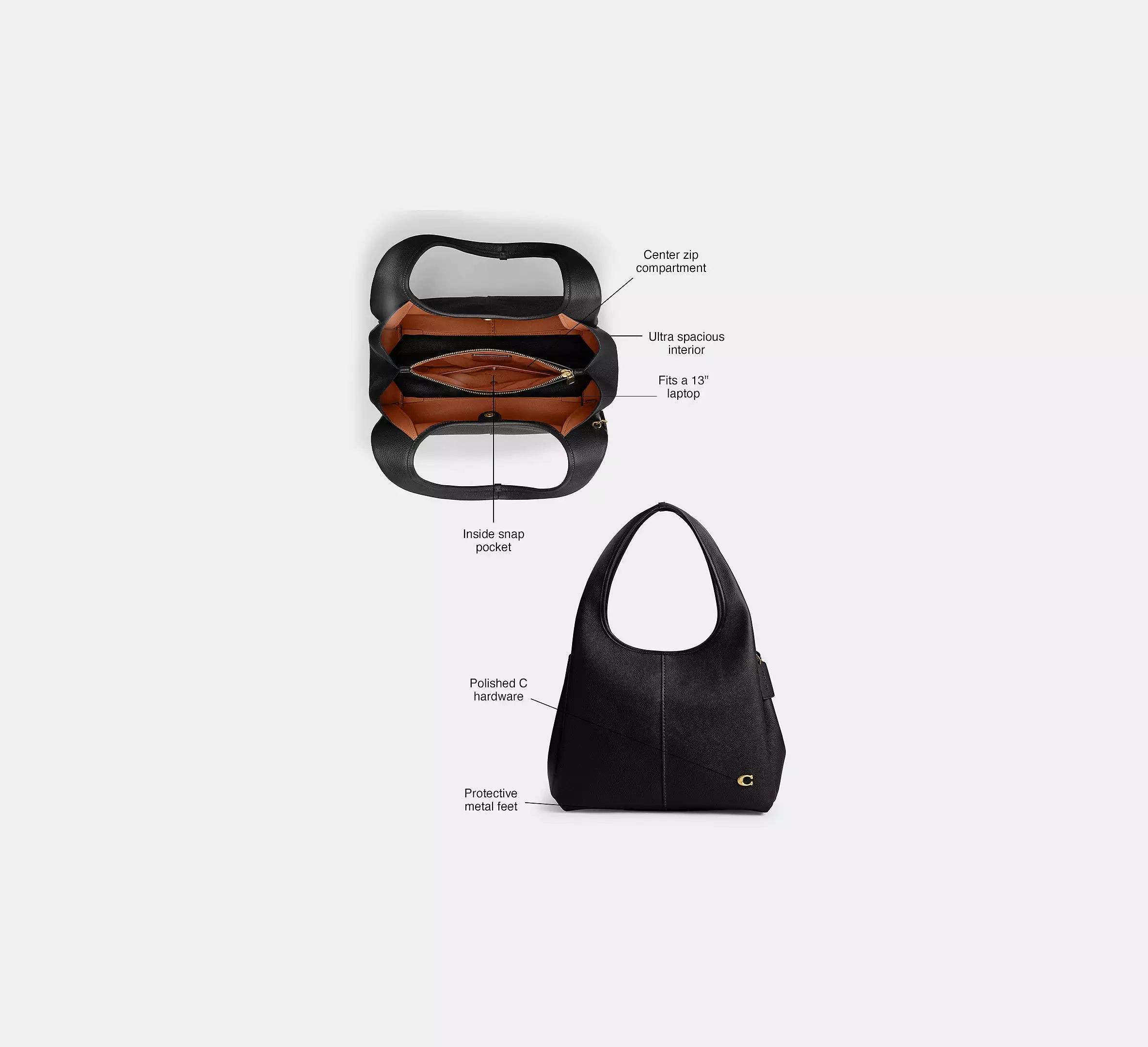 COACH Lana Polished Pebble Leather Brass Stone