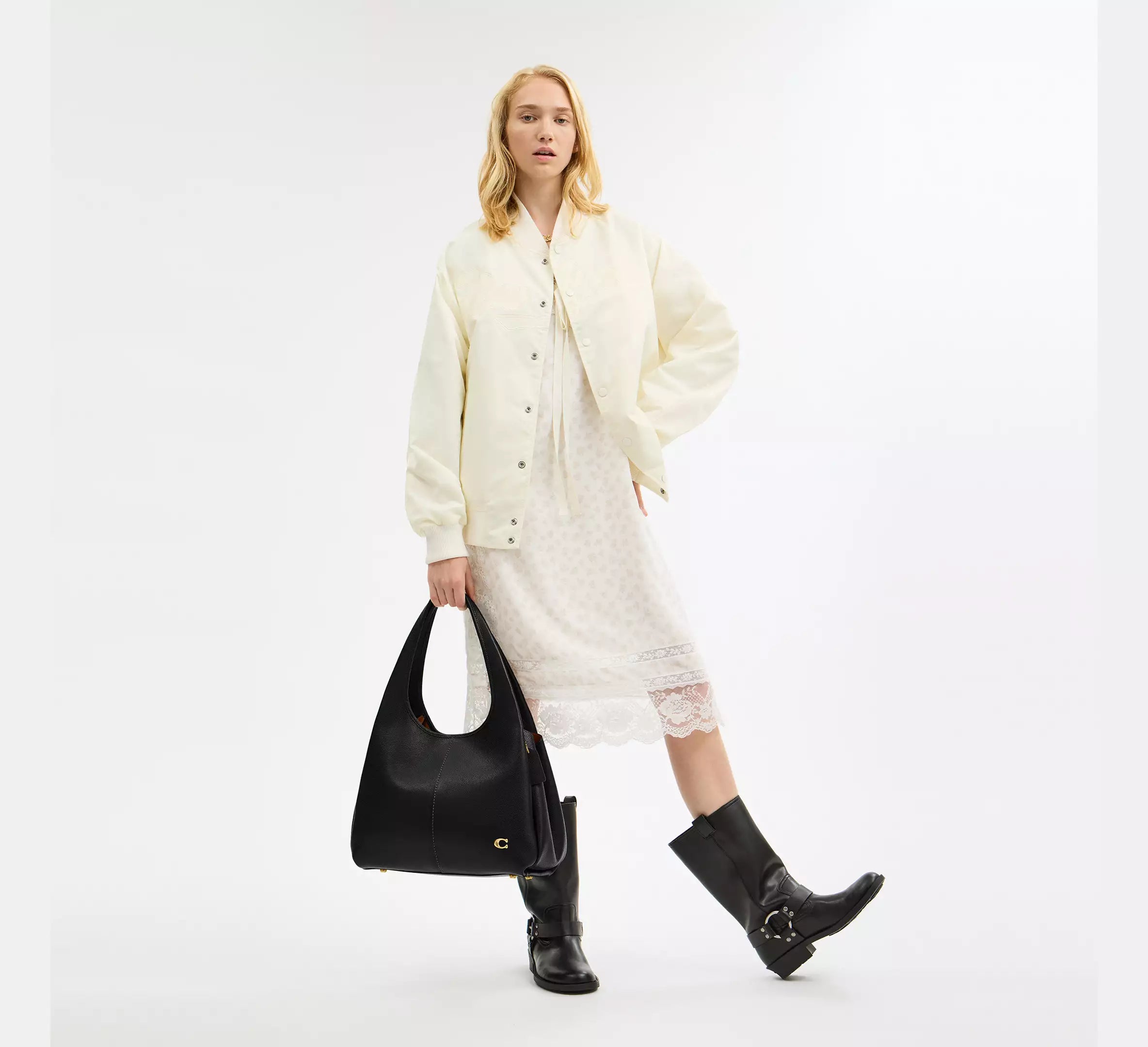 COACH Lana Polished Pebble Leather Brass Stone