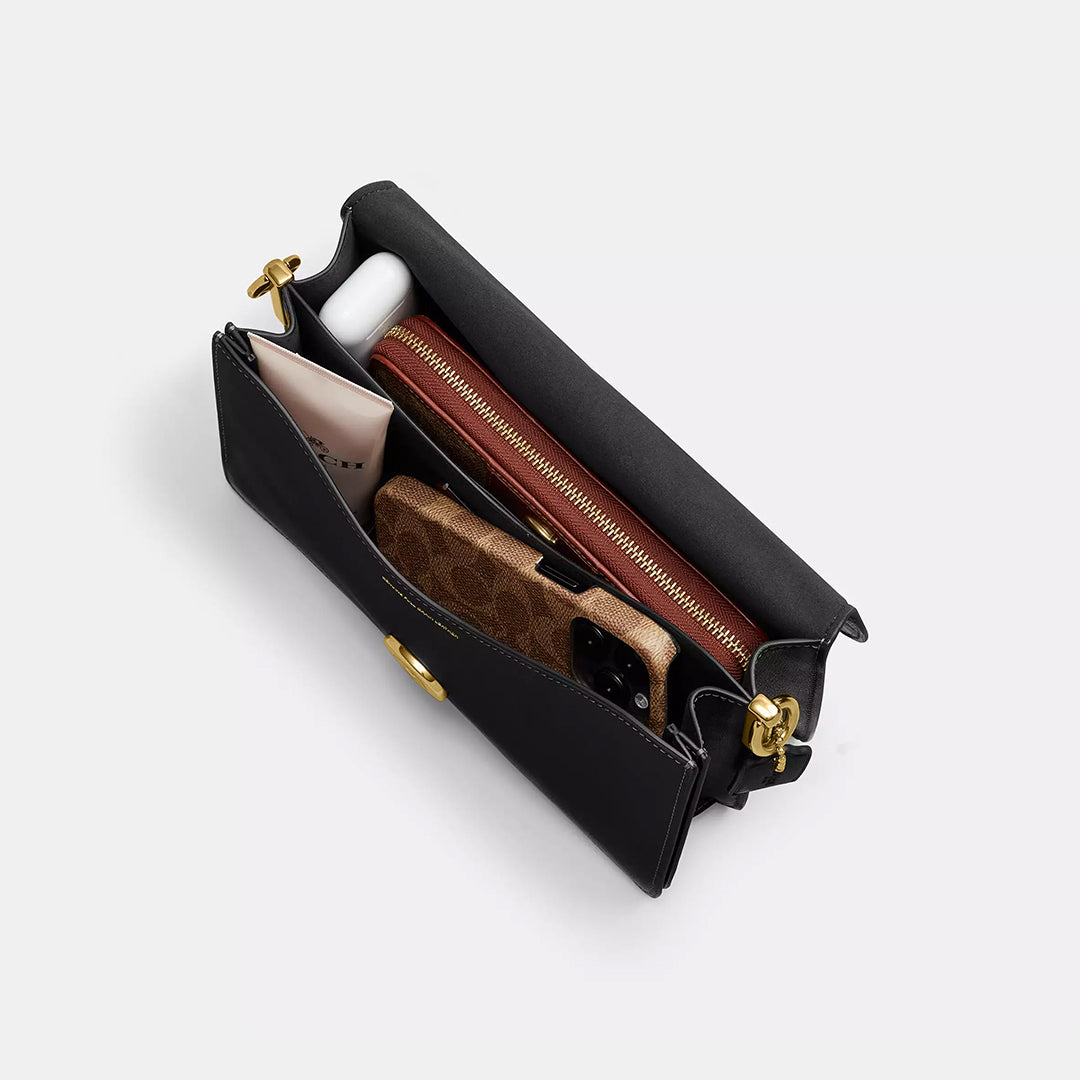 COACH Chain Tabby Leather Small Shoulderu Brass Black