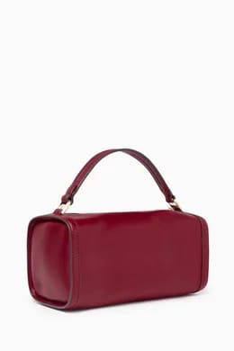 Michael Kors Small Leather Barrel Crossbody Deep Red