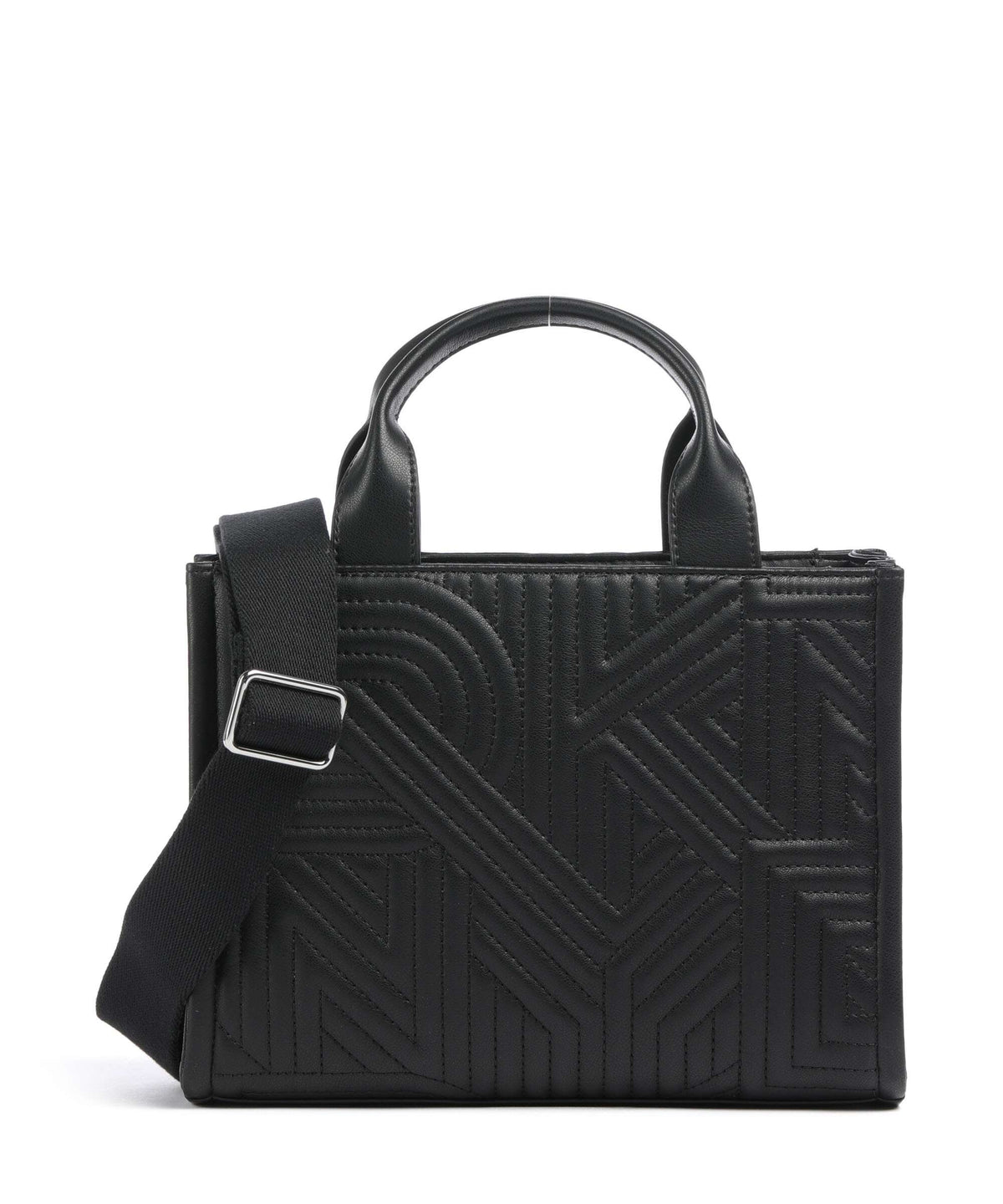 tote bag with geometric detailing and dual handles