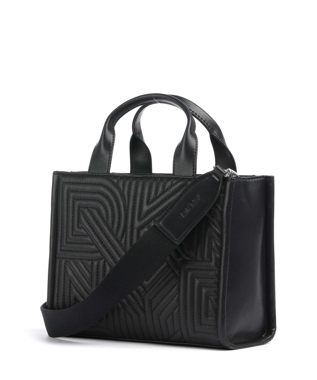 tote bag with geometric detailing and dual handles