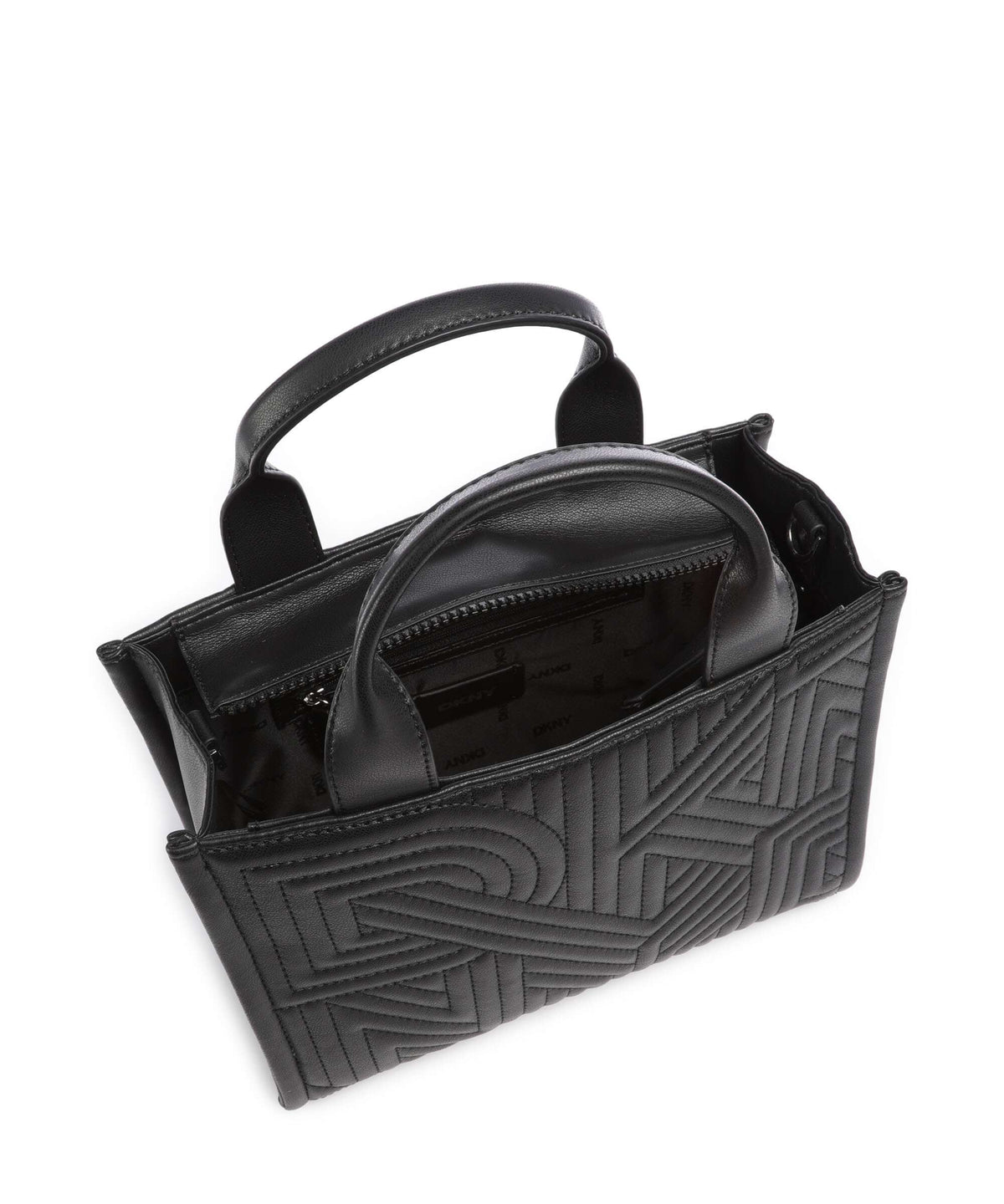 tote bag with geometric detailing and dual handles