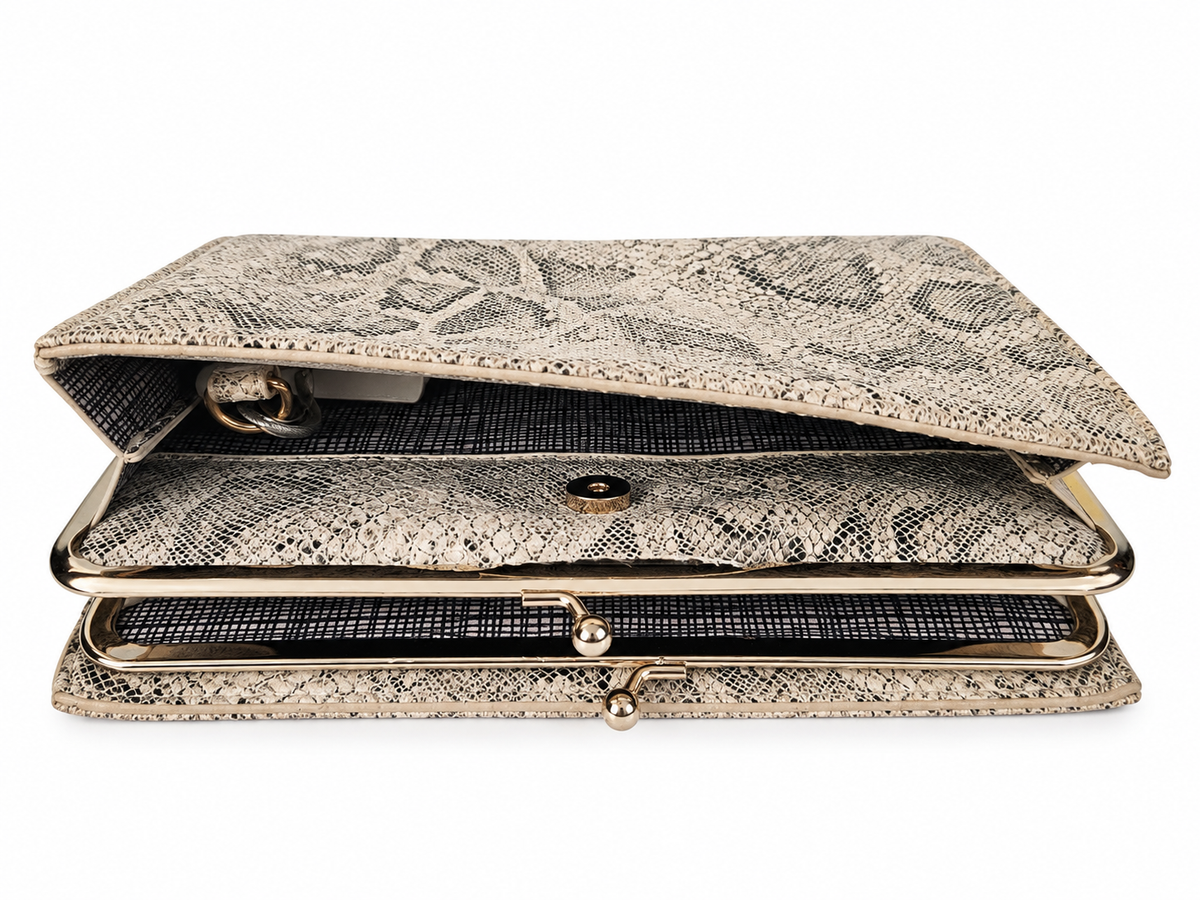 Urban Expressions Jones Snake Clutch in Ivory Black