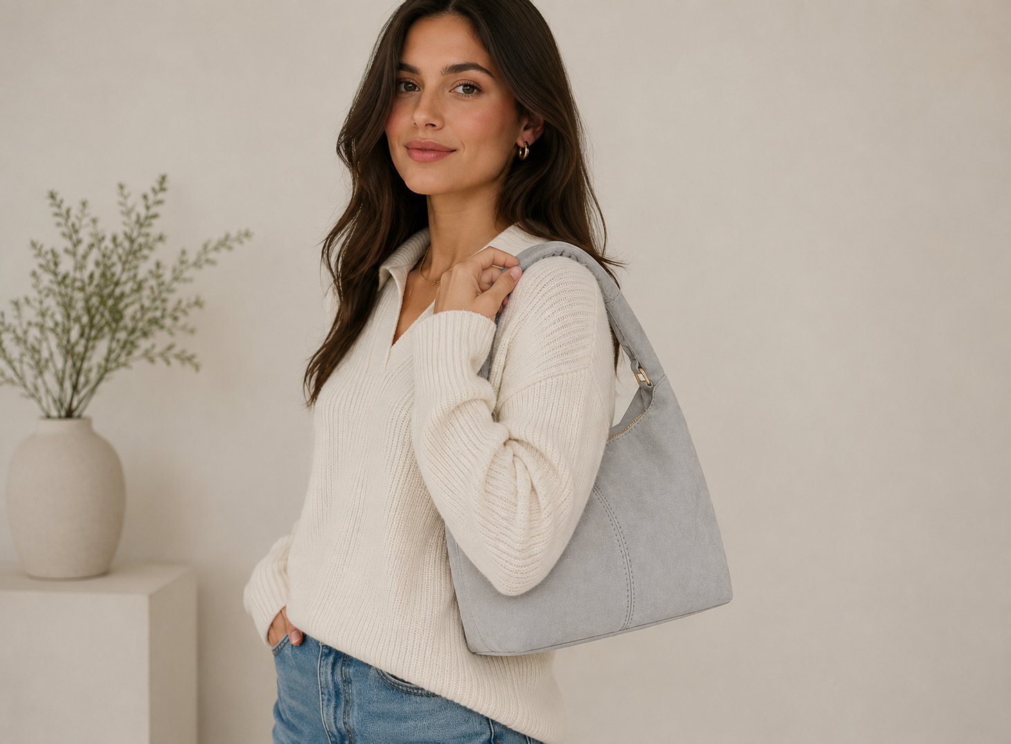 AQUA Suede Hobo Bag