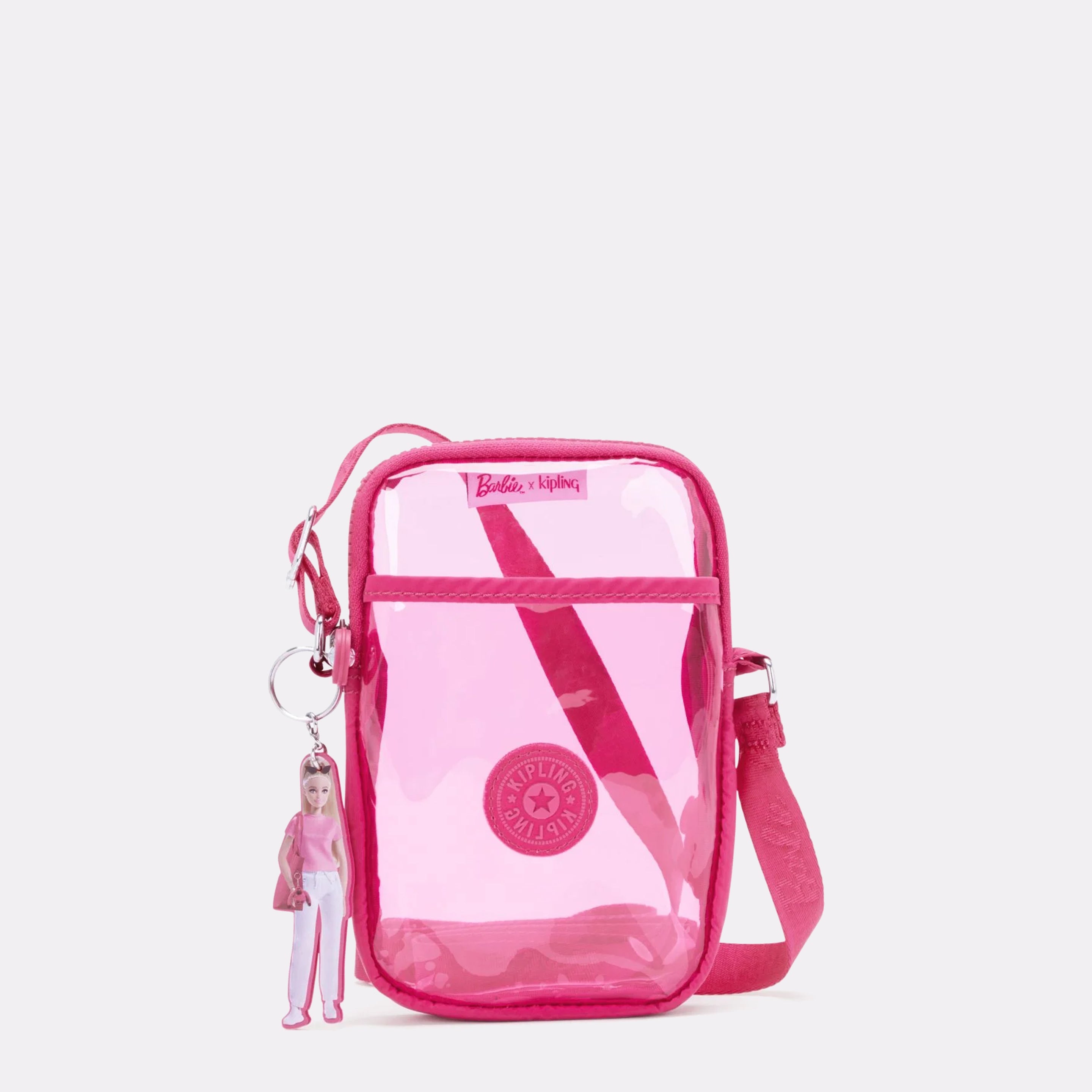 Kipling Tally Barbie Clear Crossbody Power Pink Transparent
