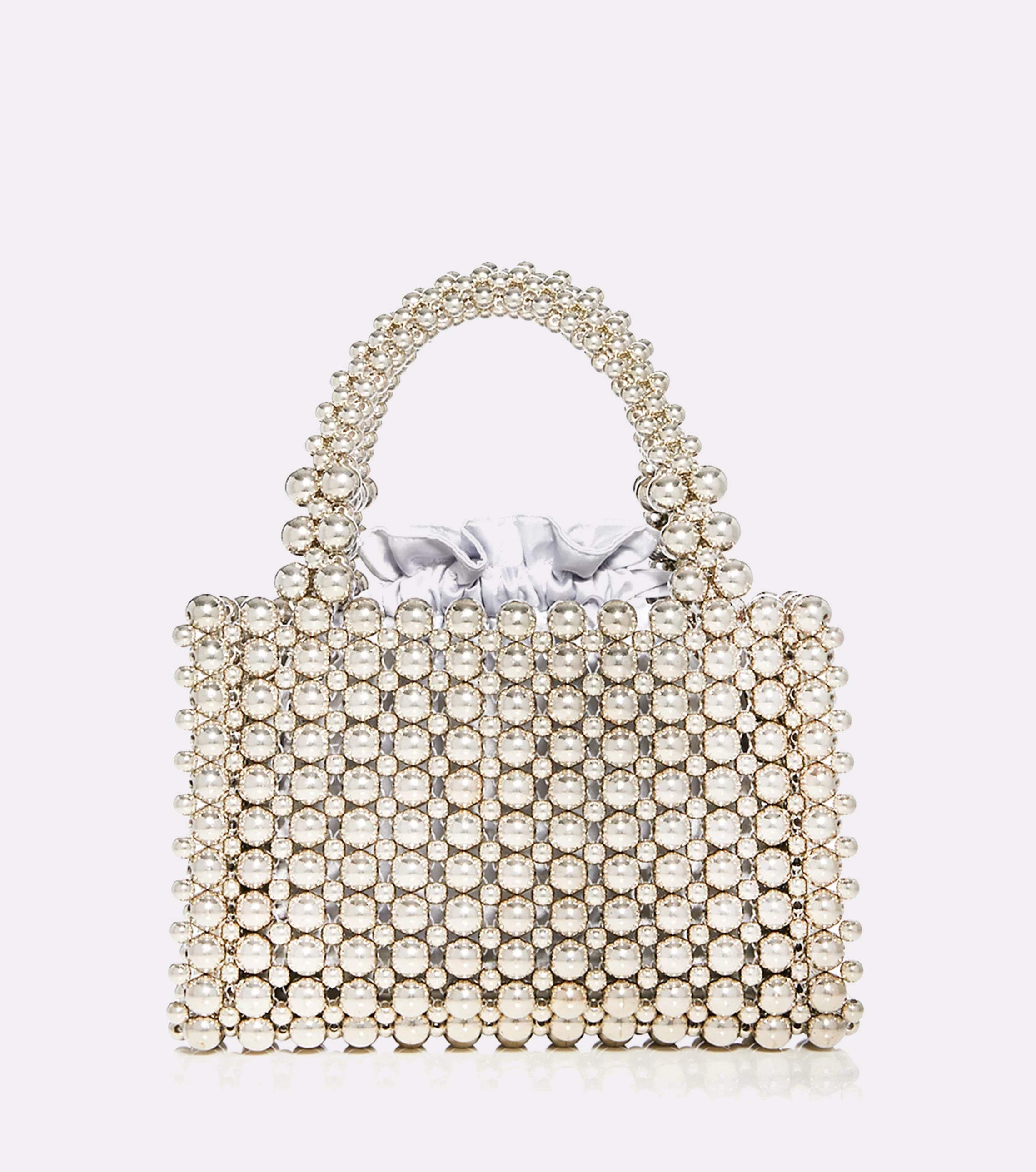 Aqua Beaded Satchel With Pouch