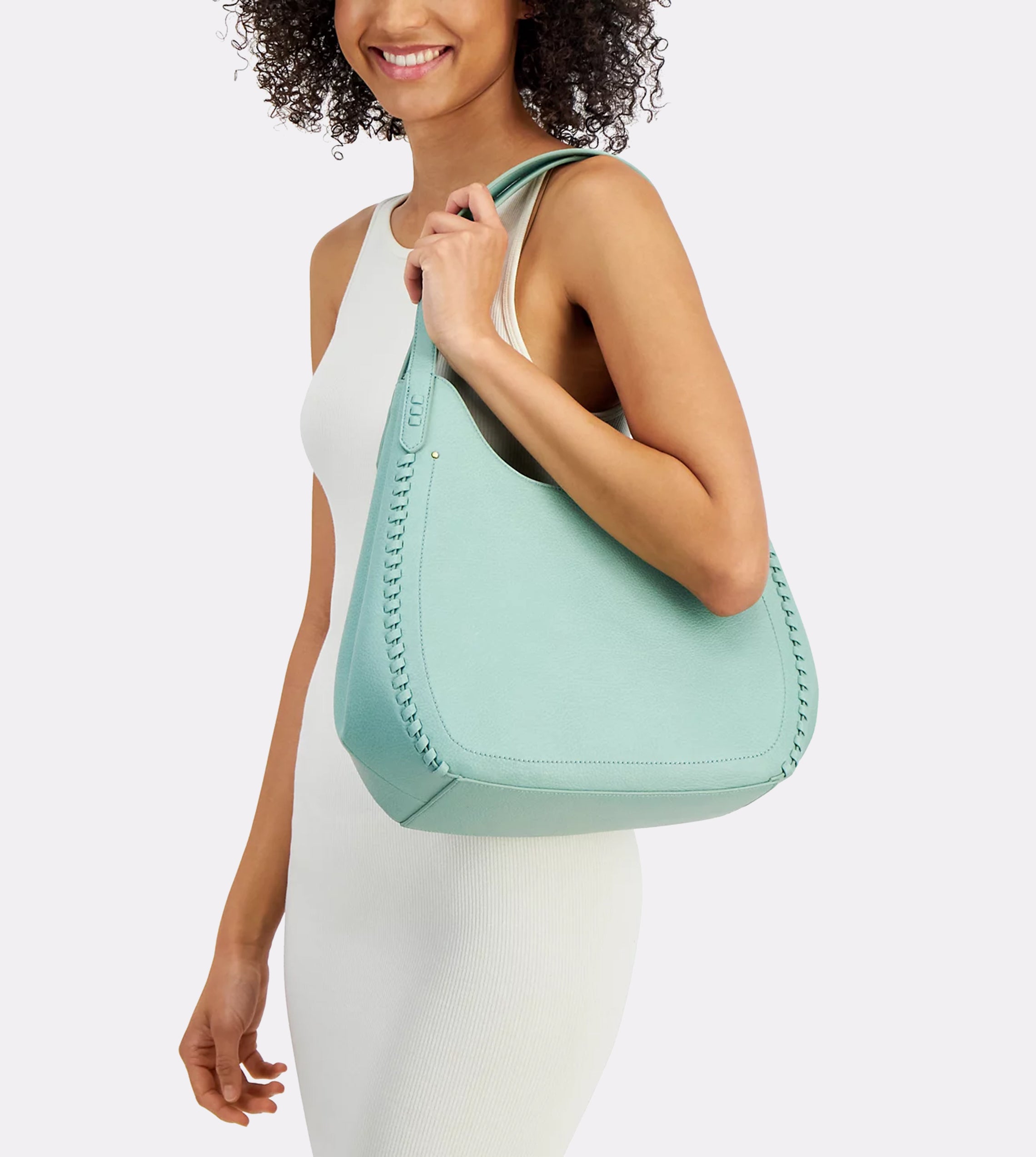 Style Co Whip-Stitch Soft Hobo Bag Moonlight Blue No Size