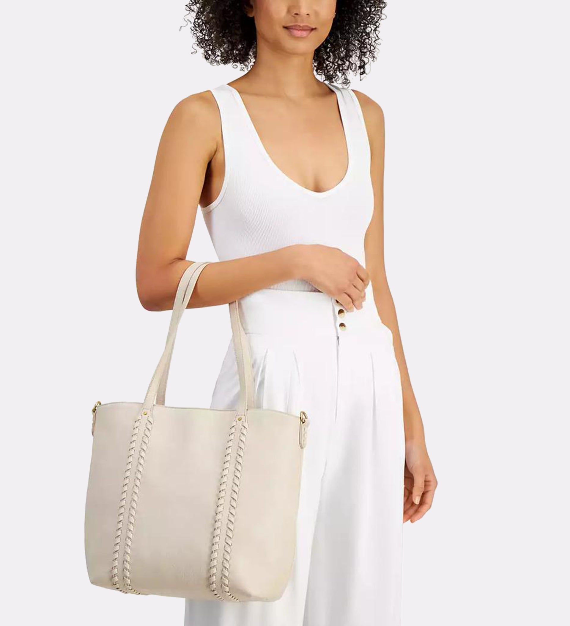 Style Co Whip-Stitch Medium Tote Bag Black