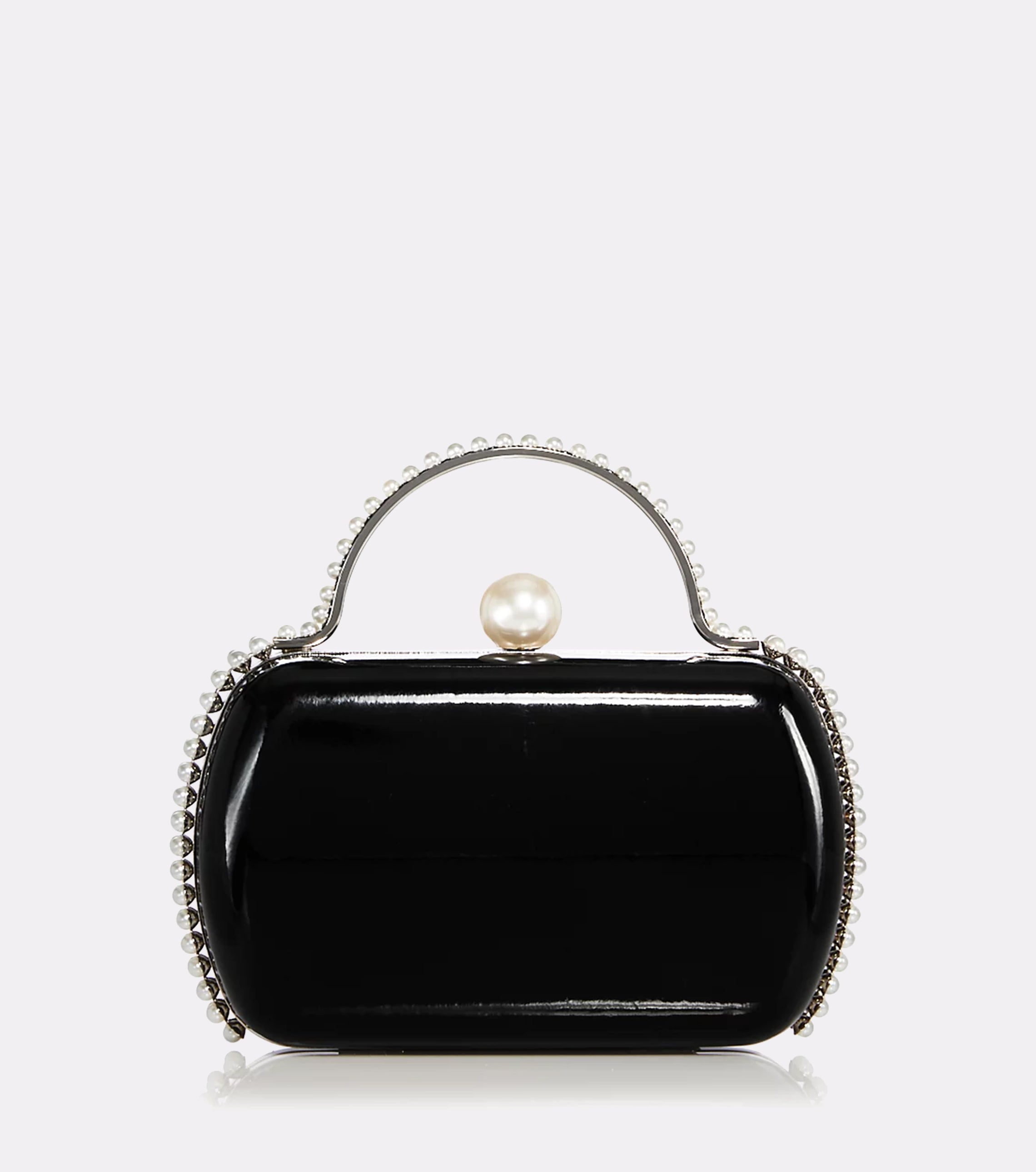 Imitation Pearl Trim Minaudiere Box Clutch