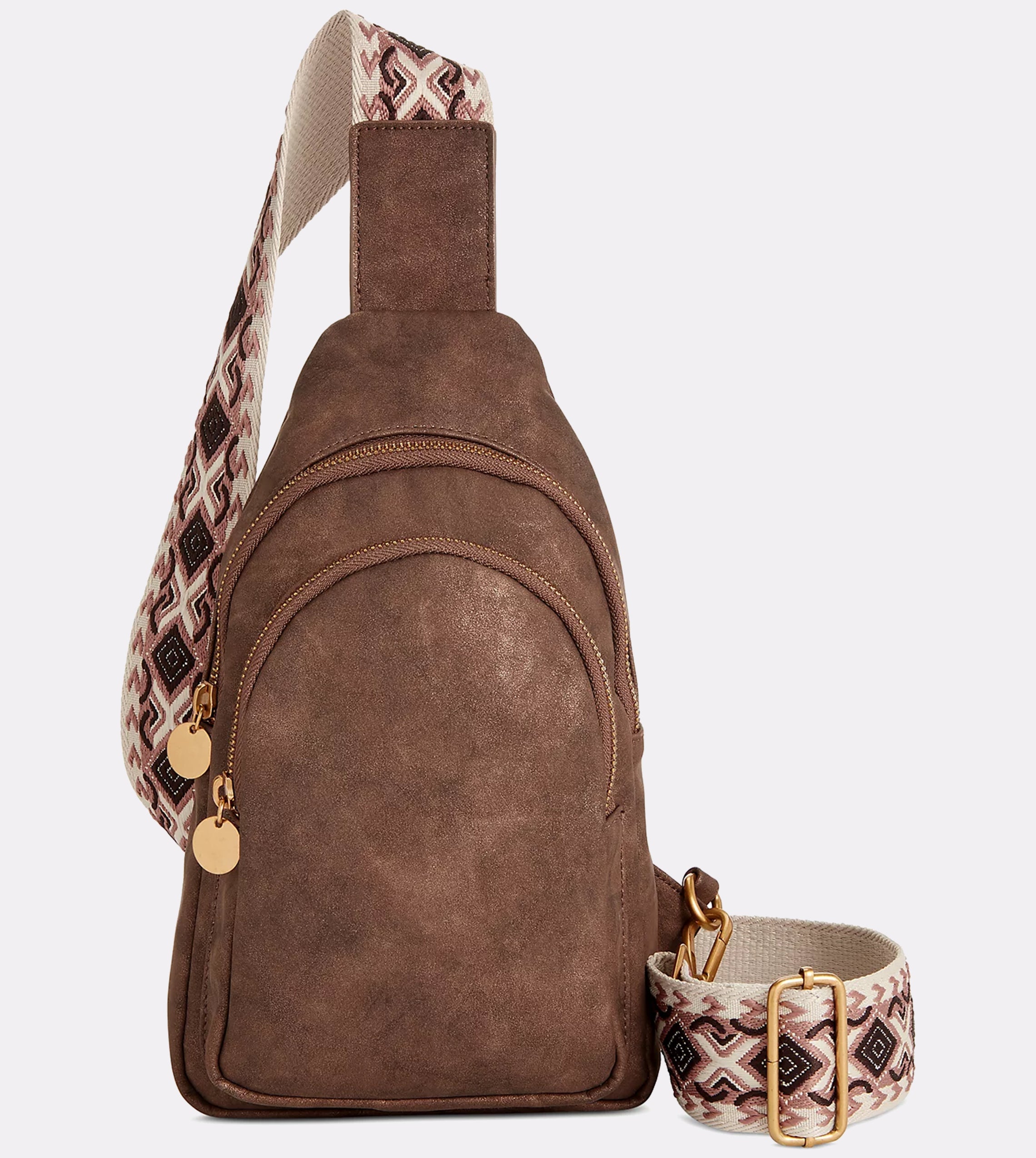Style Co Webbing Strap Small Sling Bag Mtl Chocol