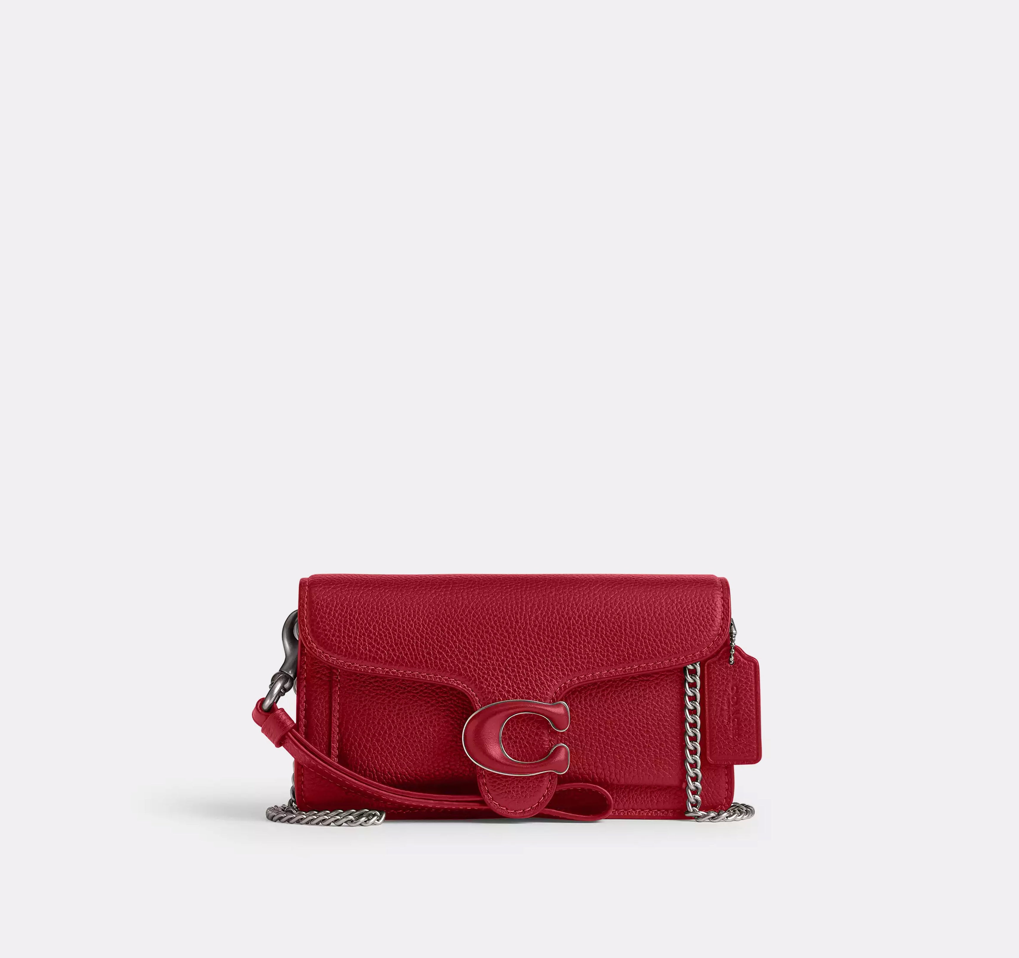 COACH Polished Pebble Leather Mini Tabby Silver Ruby