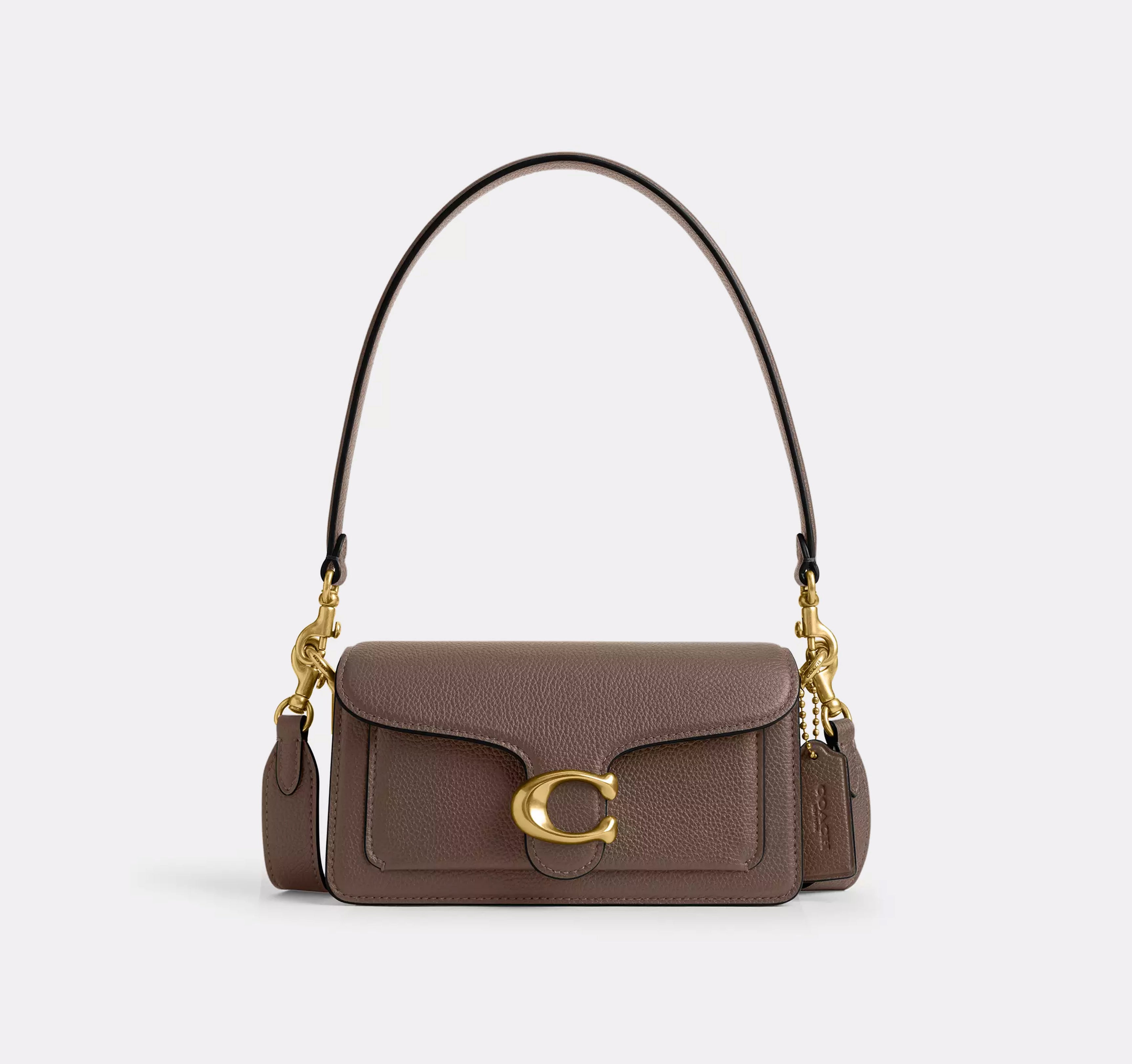 COACH Polished Pebble Leather Mini Tabby Brass Dark Stone