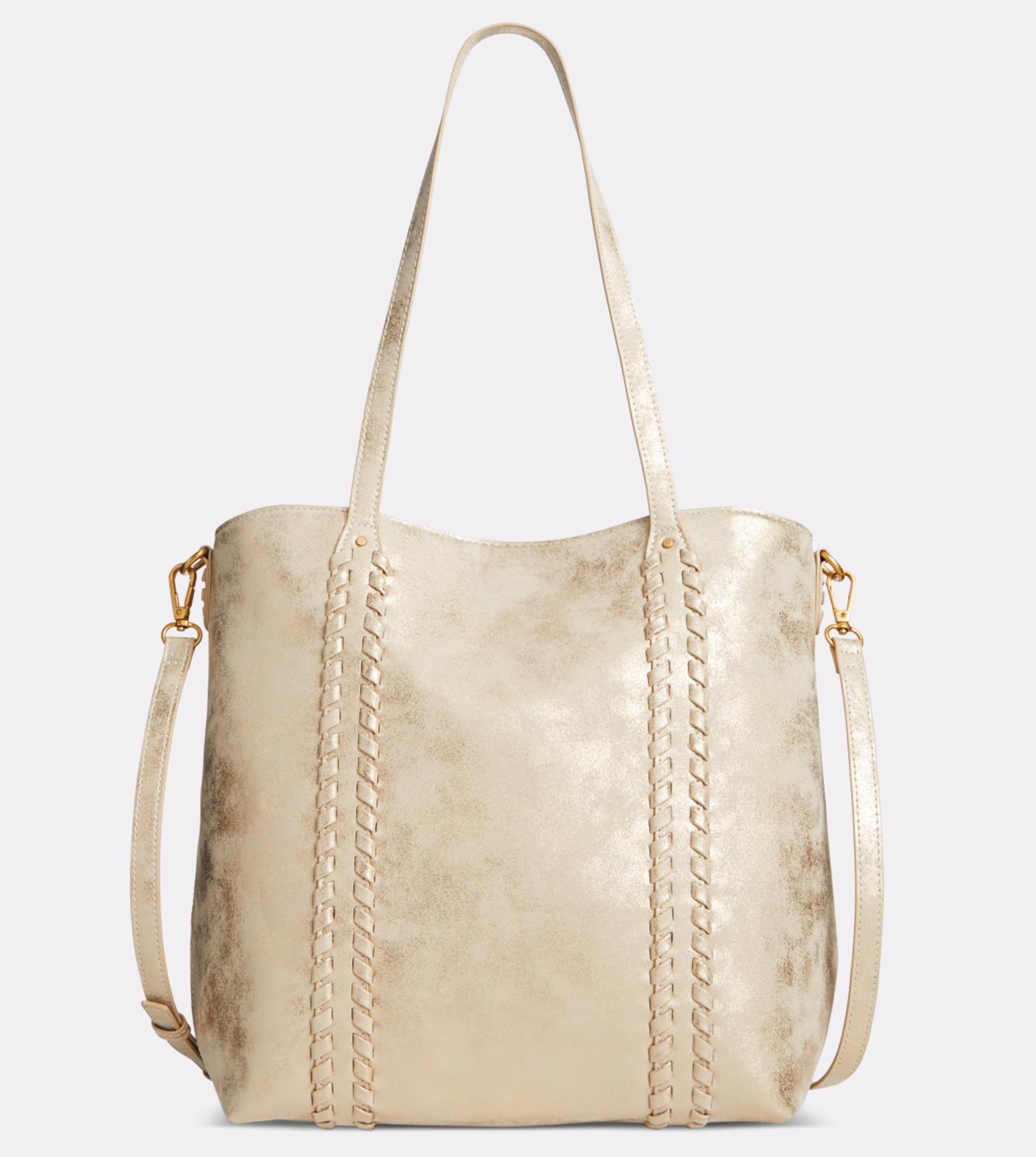Style Co Whip-Stitch Medium Tote Bag Metallic Gold