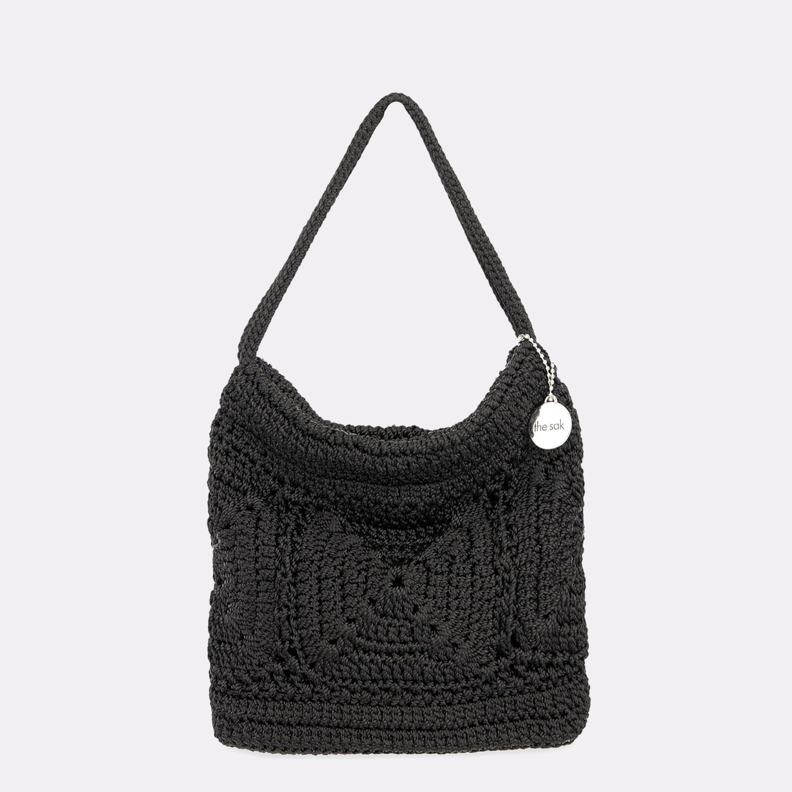 The Sak Ava Crochet Mini Hobo Black Patch