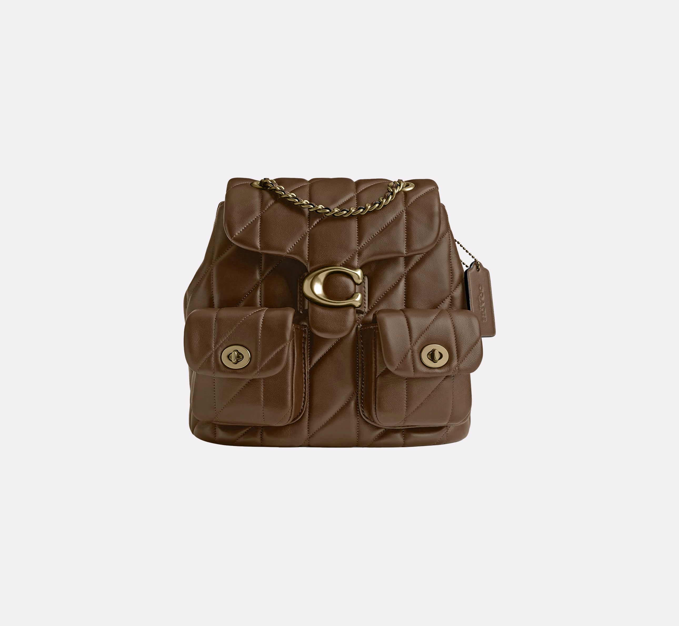 COACH Tabby Leather Backpack Brass Maple