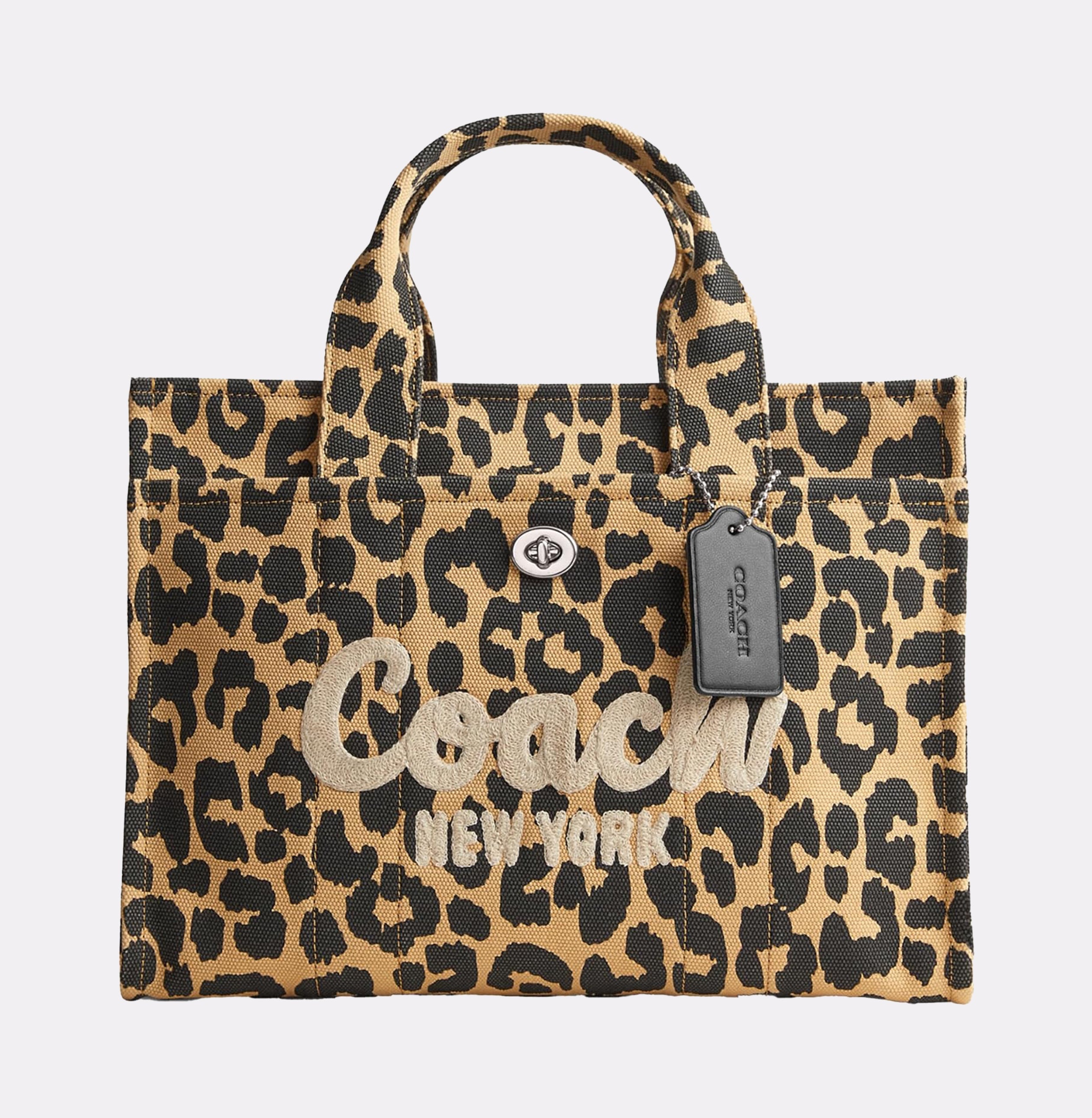 COACH Leopard Varsity Canvas Tote Silver Leopard