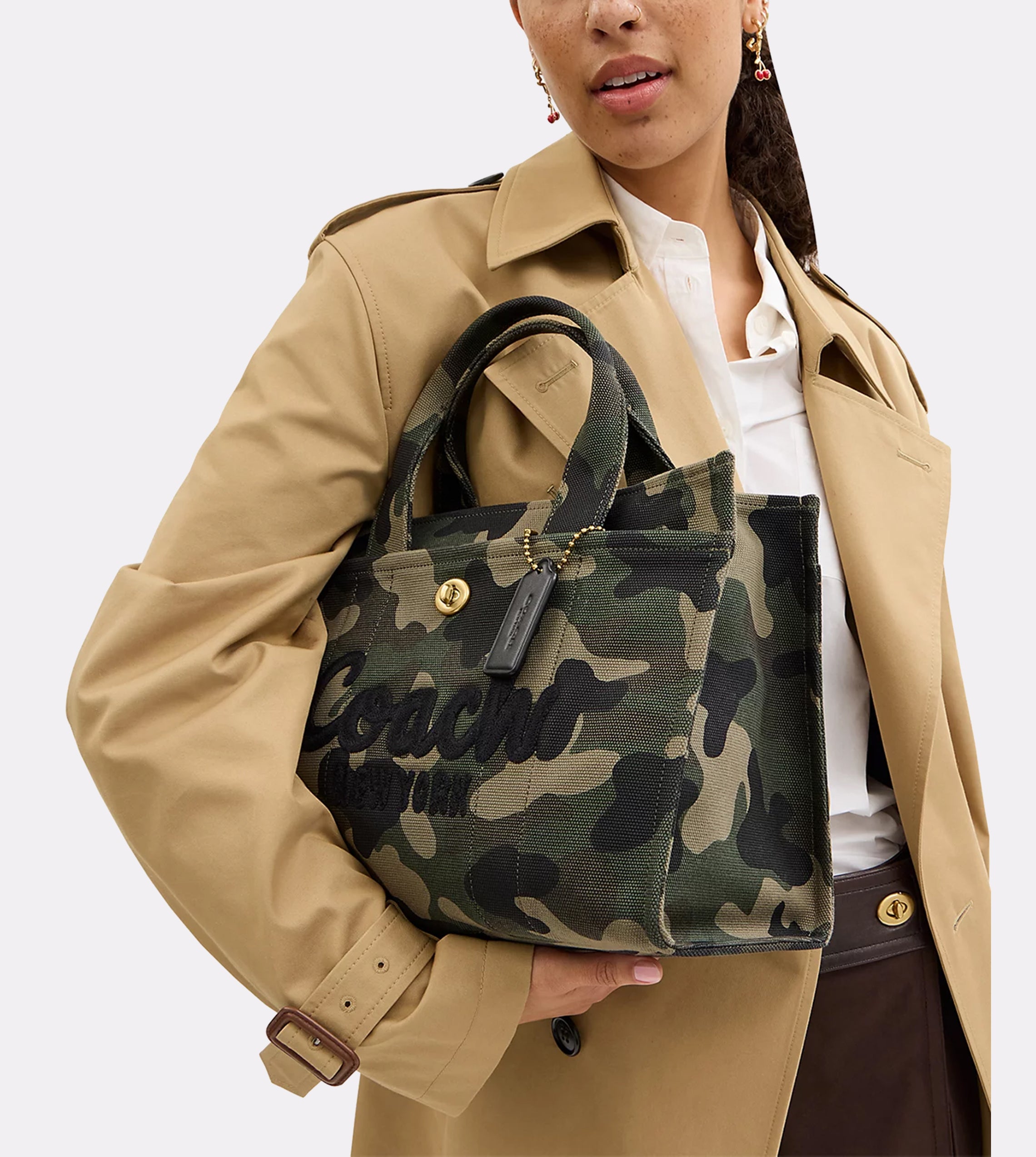 COACH Camo Print Canvas Medium Cargo Brass Green Multi