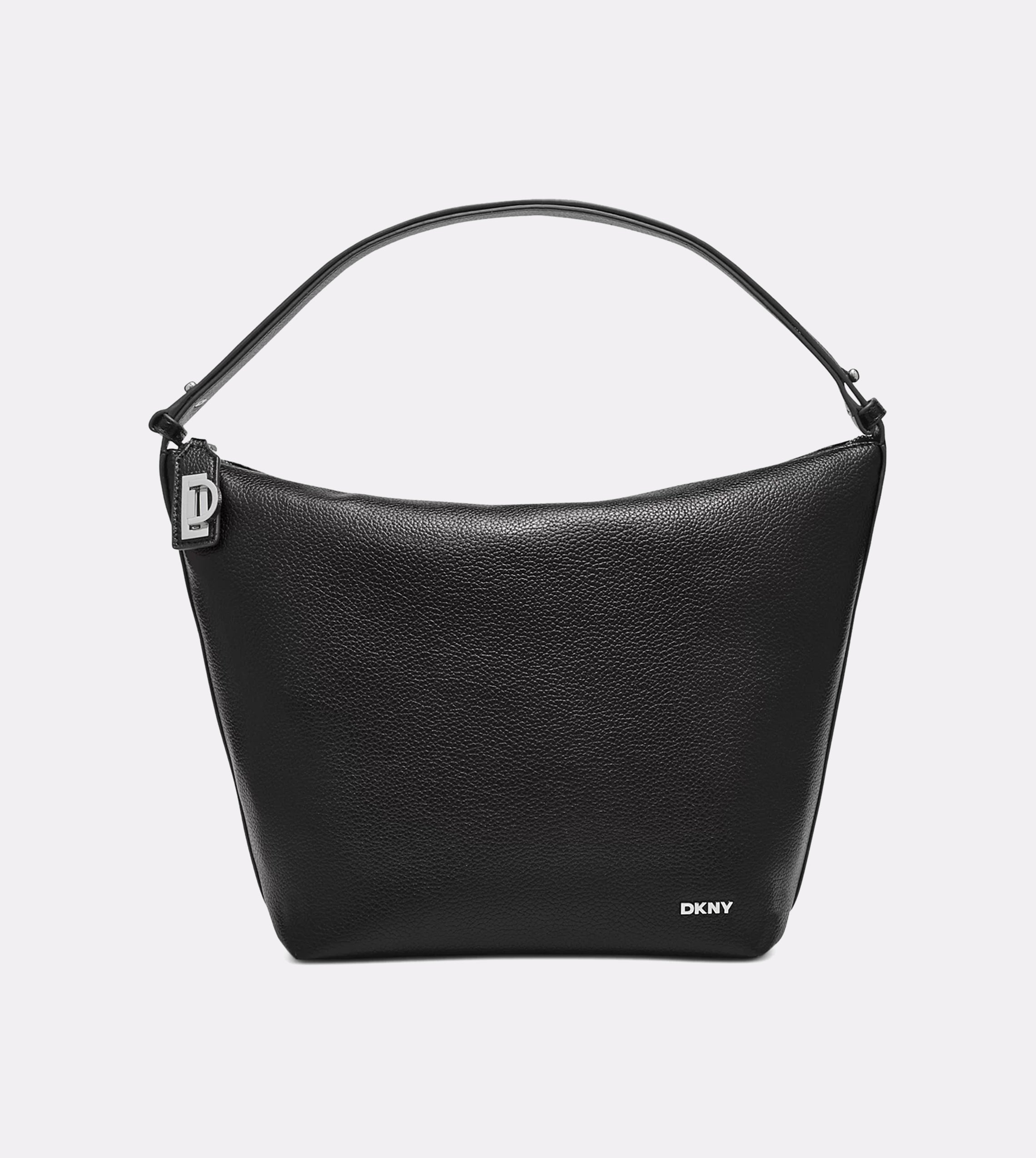 DKNY Lena Small Top Handle Hobo Bag Black Silver