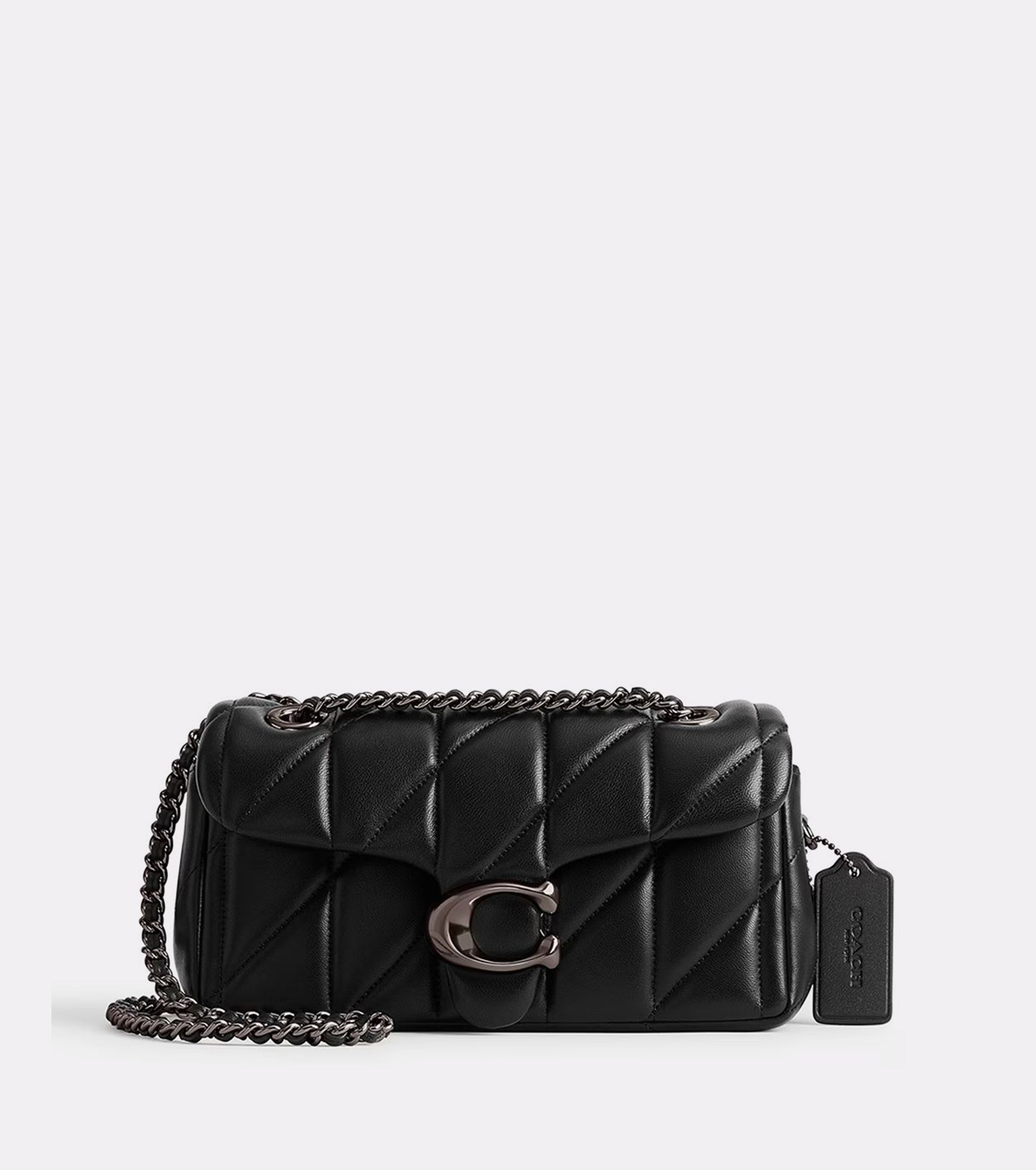 COACH Quilted Leather Mini Tabby Shoulder Brass Black