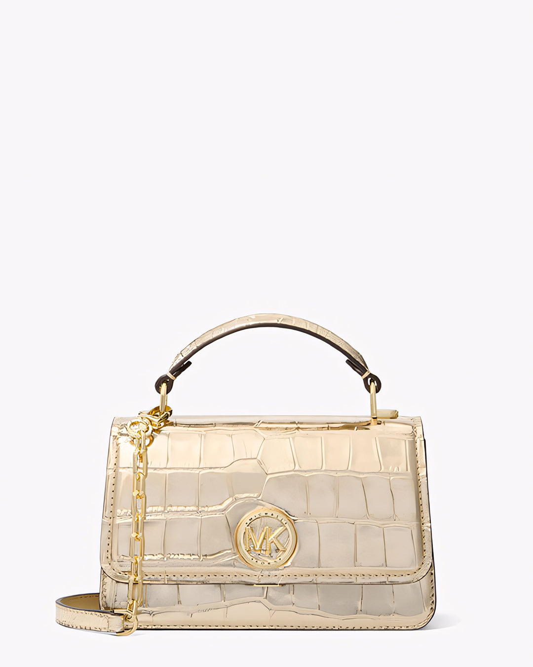 Michael Kors Delancey Mini Metallic Leather Silver