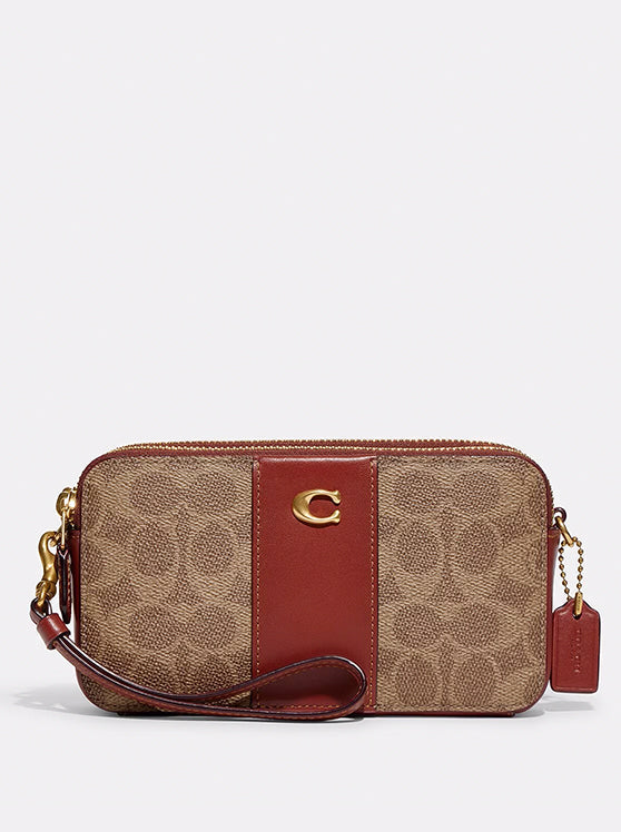 COACH Colorblock Coated Canvas Signa Tan Rust
