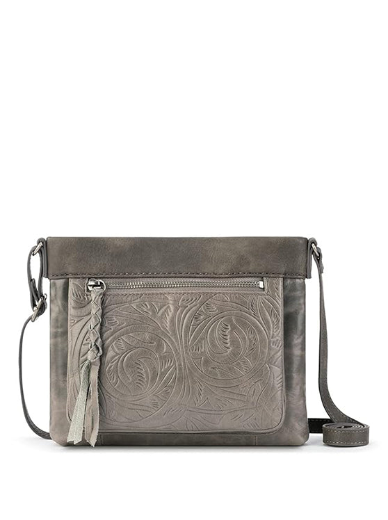 The Sak Womens Sanibel Leather Crossb Tobacco Floral Emboss