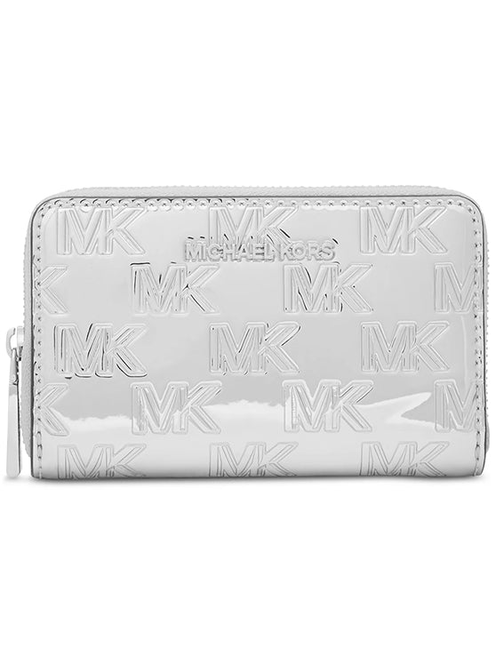 Michael Kors Small Zip Around Card Case Silver