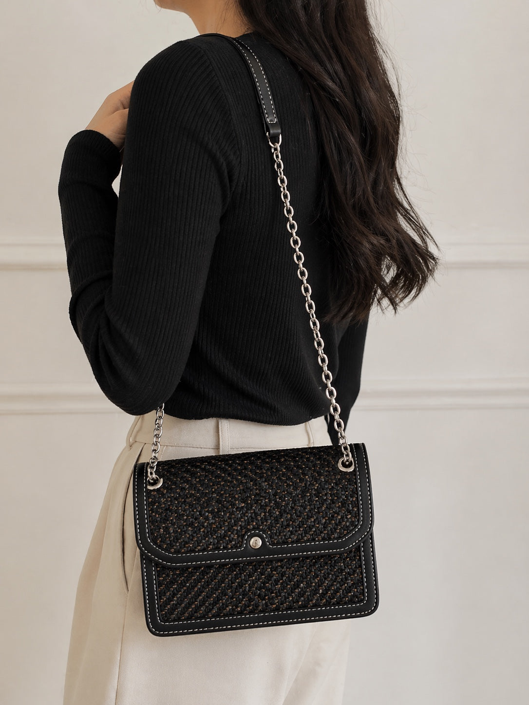 Black Woven Crossbody