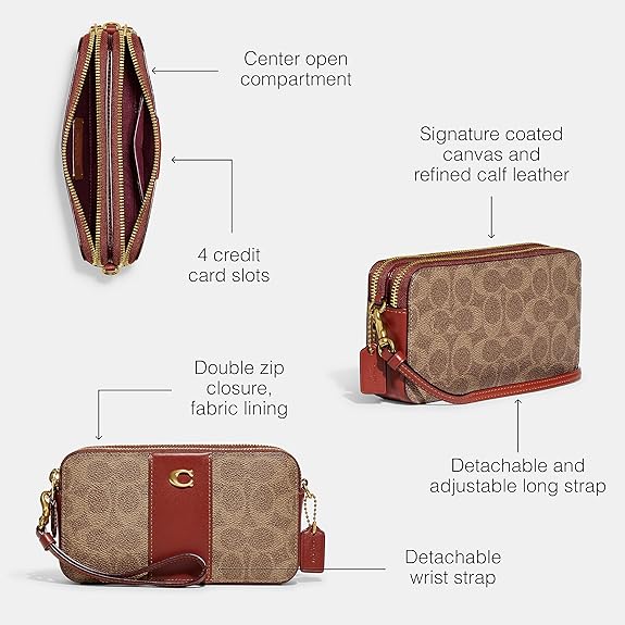 COACH Colorblock Coated Canvas Signa Tan Rust