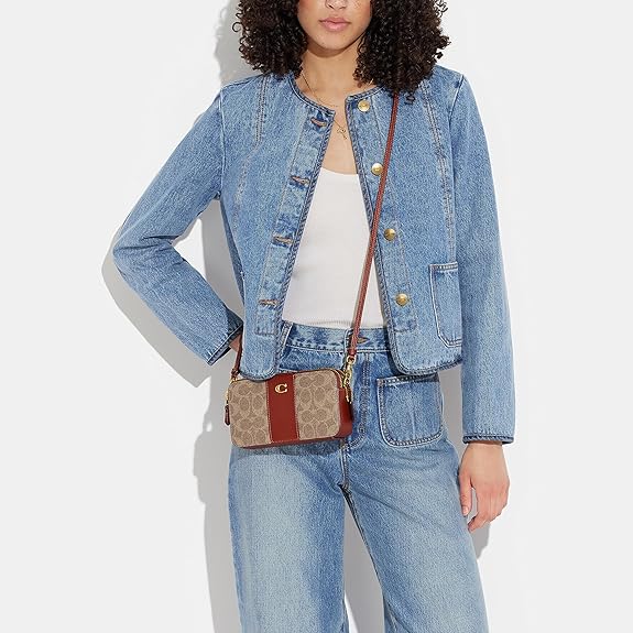 COACH Colorblock Coated Canvas Signa Tan Rust