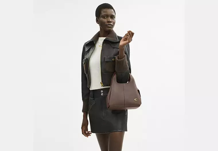 COACH Lana Polished Pebble Leather L Dark Stone