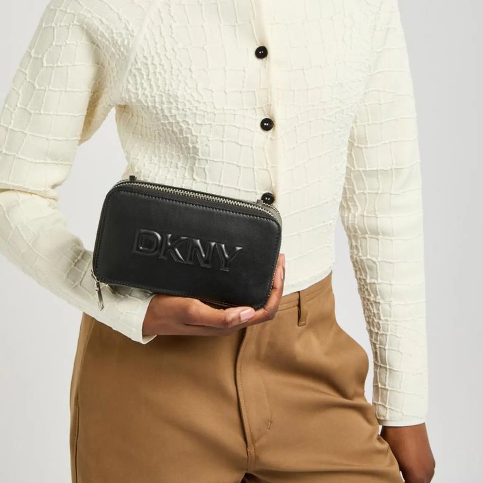 DKNY Carter Mini Logo Camera Bag Black Silver