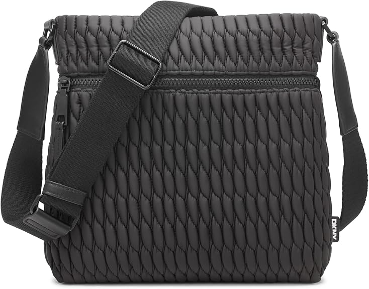DKNY Mack Nylon Crossbody Bag Black Silver