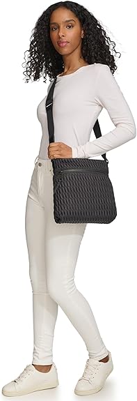 DKNY Mack Nylon Crossbody Bag Black Silver