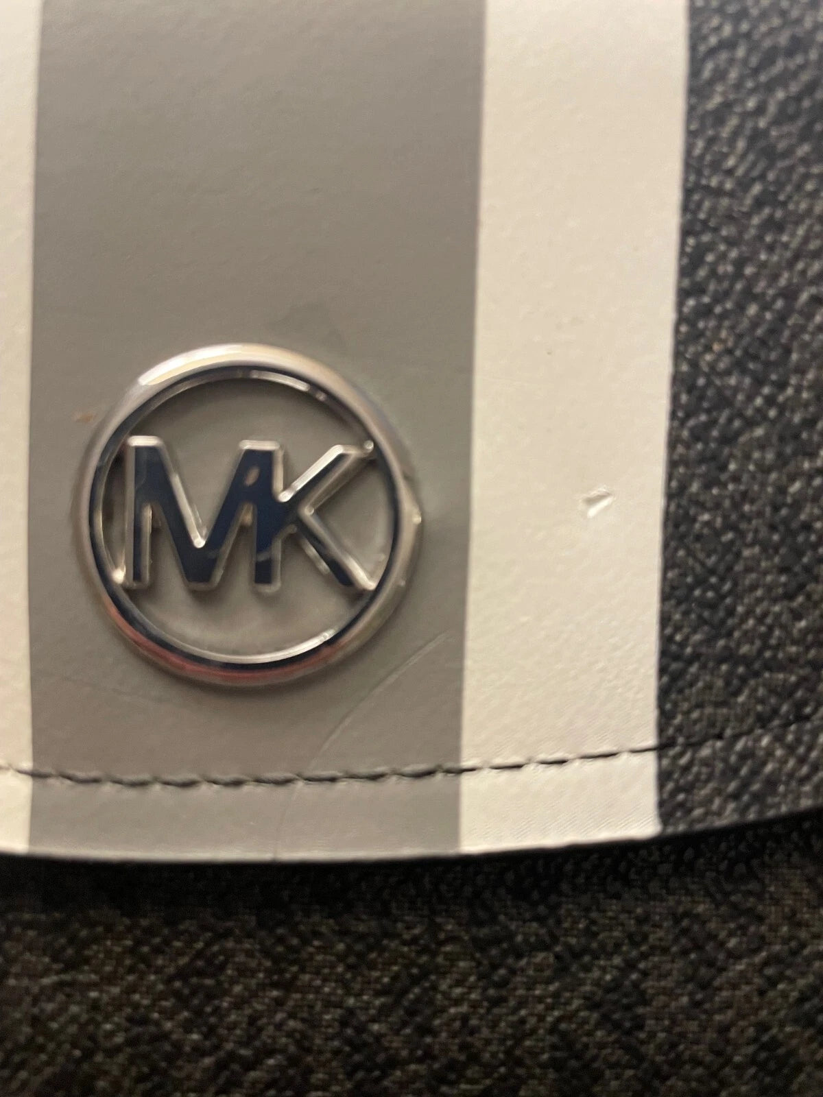 Michael Kors Women's Logo Monogram Belt Bag with Stripe Black Nickel
